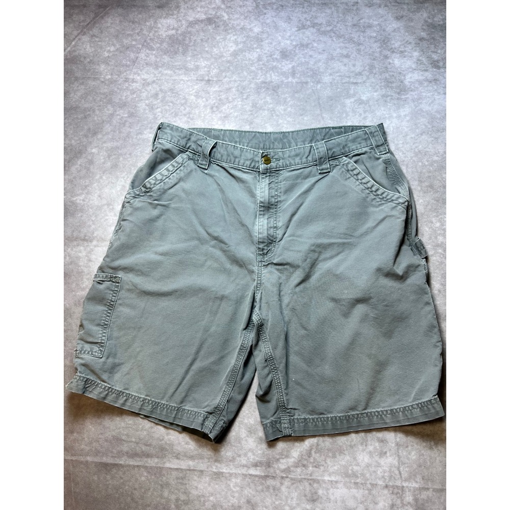 Carhartt Mens B147 FAT Original Fit Carpenter Shorts 38 Green Canvas Workwear